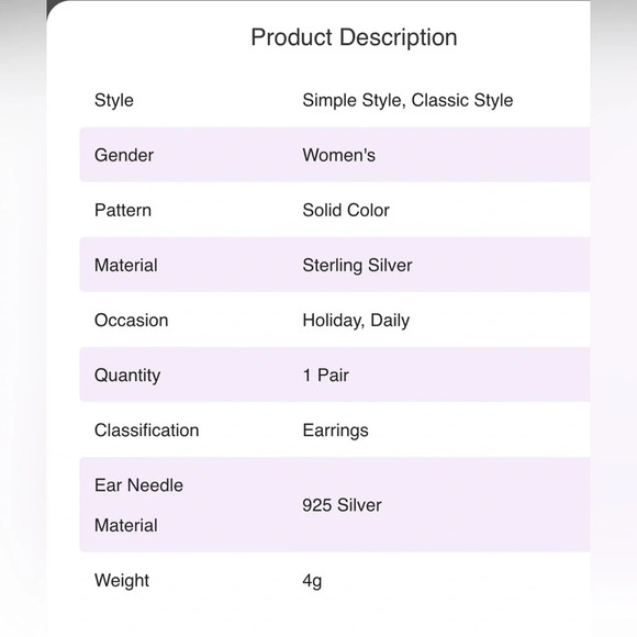 925 Sterling Silver Solid Heart Earrings - Picture 6 of 9